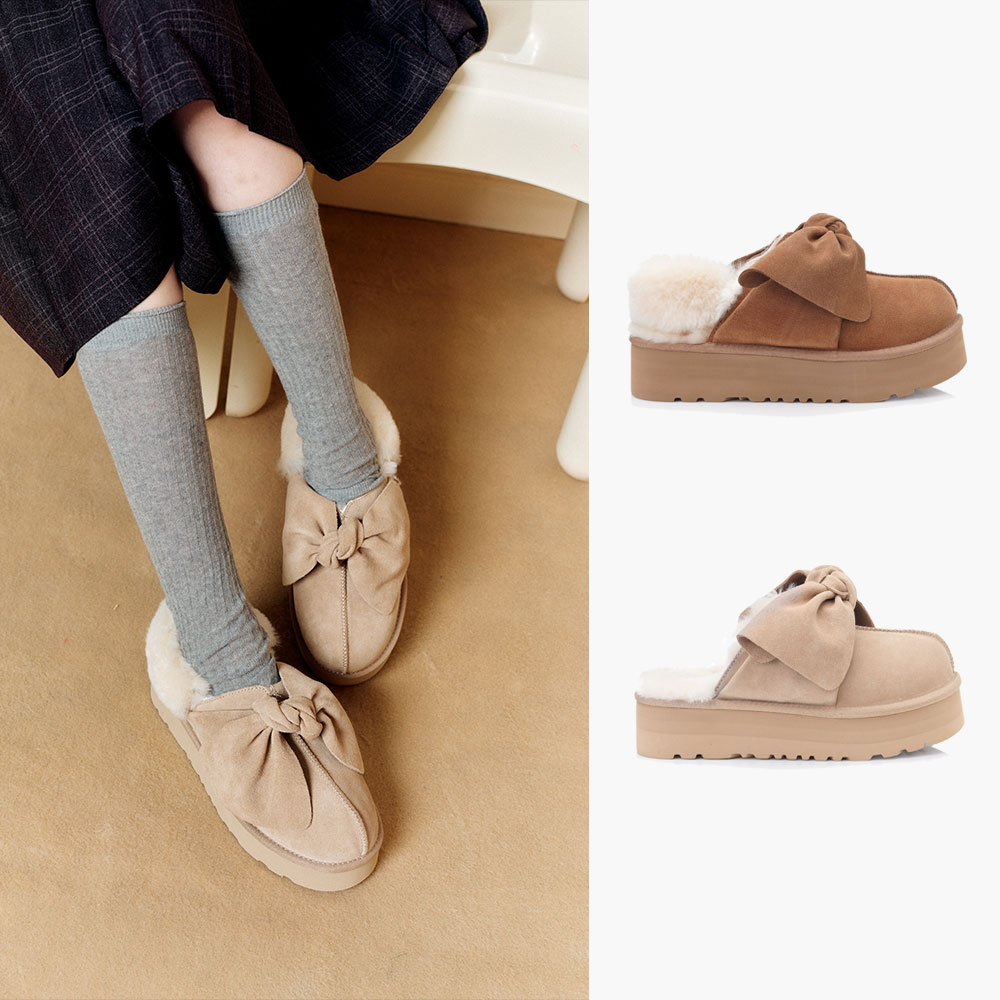 [무료배송] 호주정품 오즈라나 오버사이즈드 보우 플랫폼 슬리퍼 (굽4cm) OZLANA UGG OZ3018