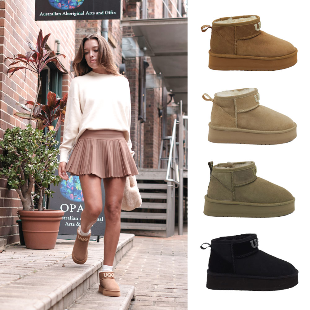 [빠른무료배송] 호주정품 럭스오즈 플러피 울트라 미니 플랫폼 어그 부츠 (굽5cm) LUXOZ UGG LU502